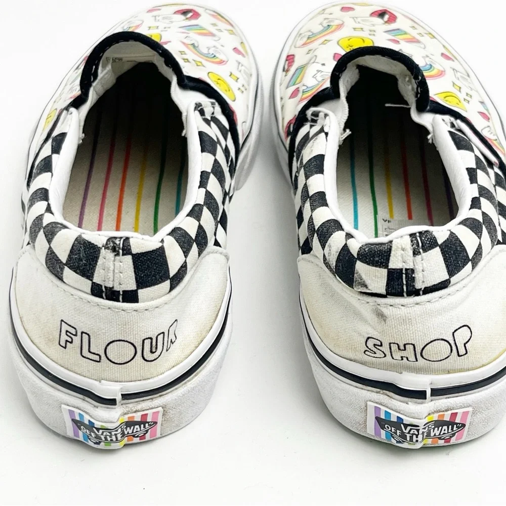 VANS x FLOUR SHOP Classic Slip On Graphic Top Checkered Heel Shoes, Size 3